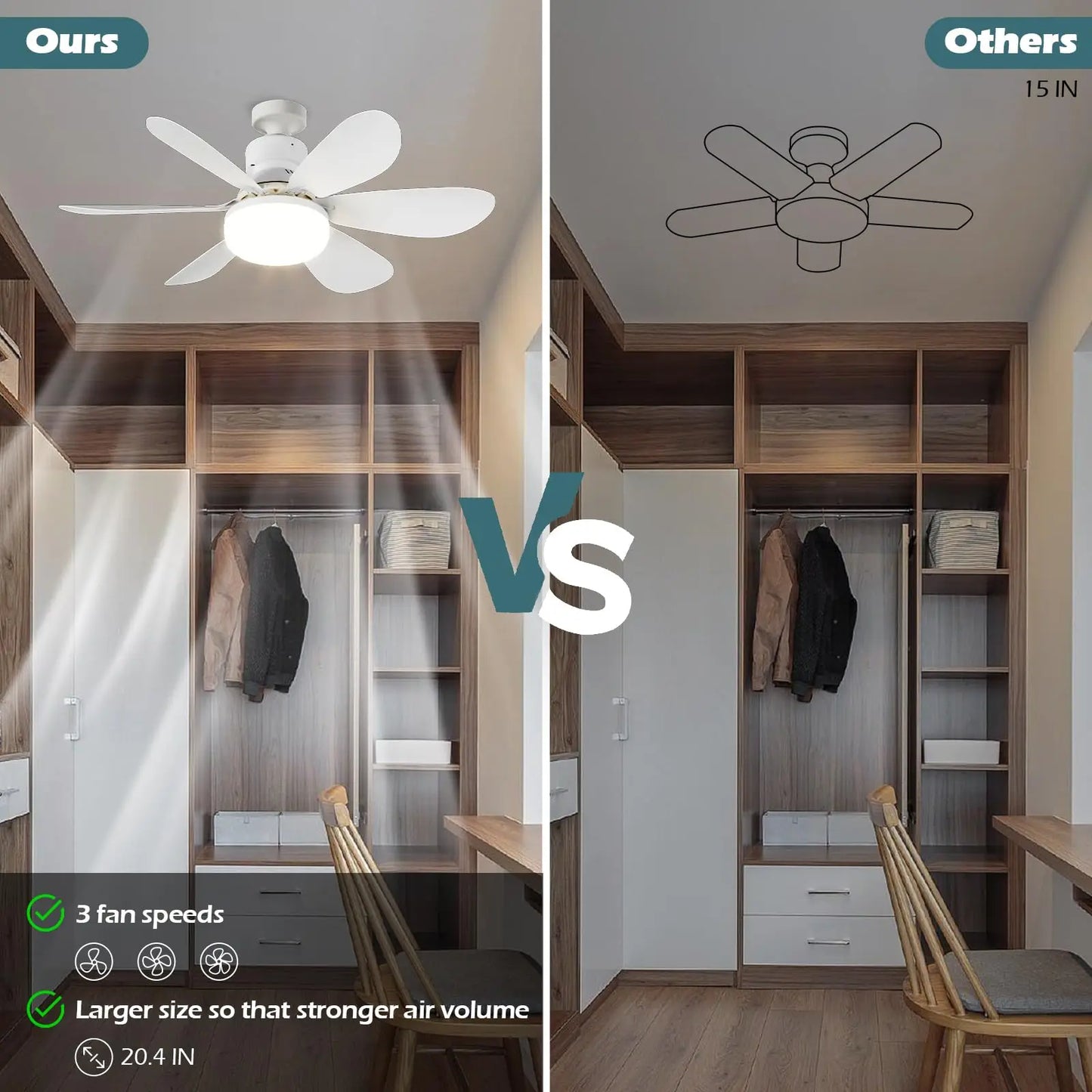 LED 30W ceiling fan light E27 with remote control for dimming, suitable for living room, study, household use.