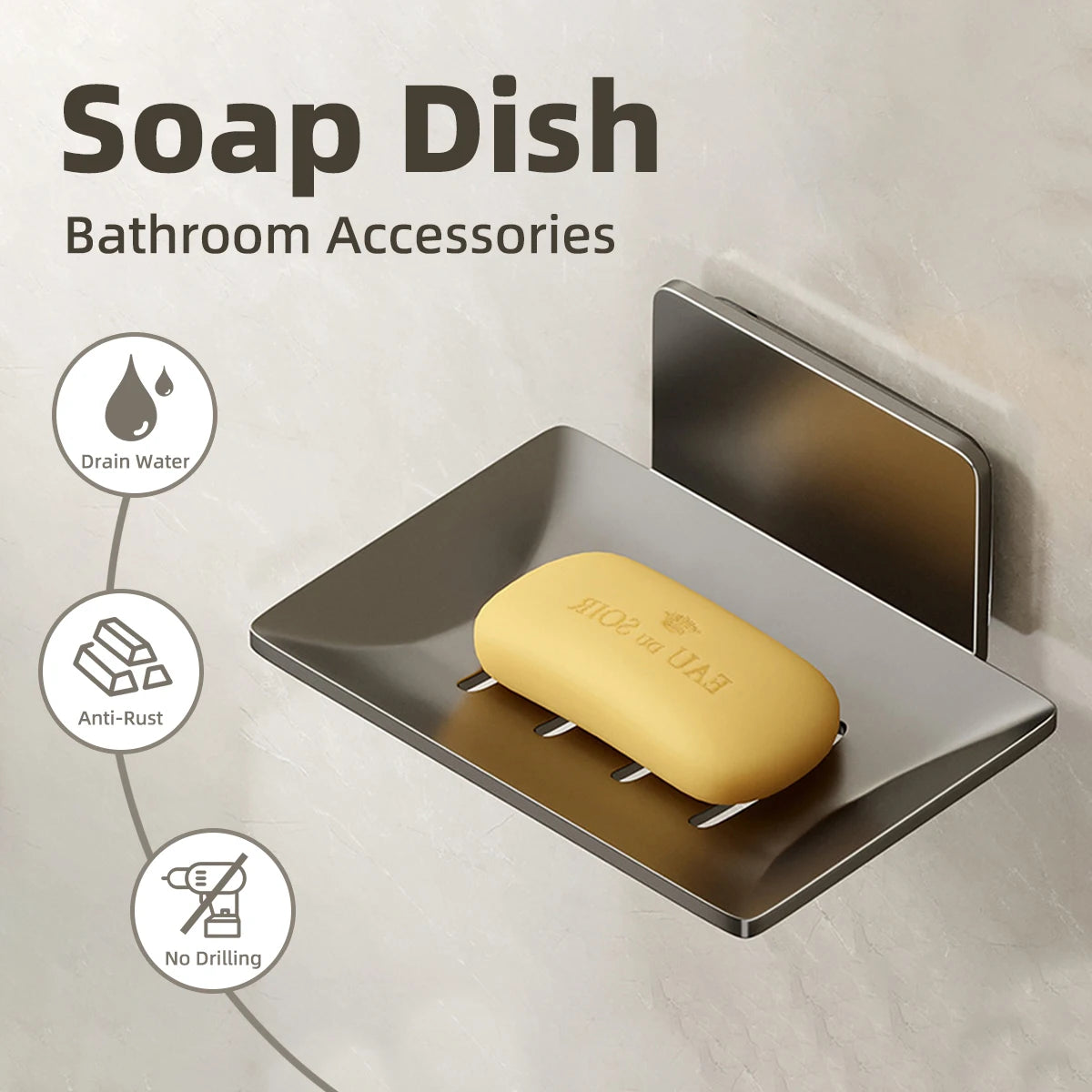 Aluminum Alloy Bathroom Soap Dish With Drain