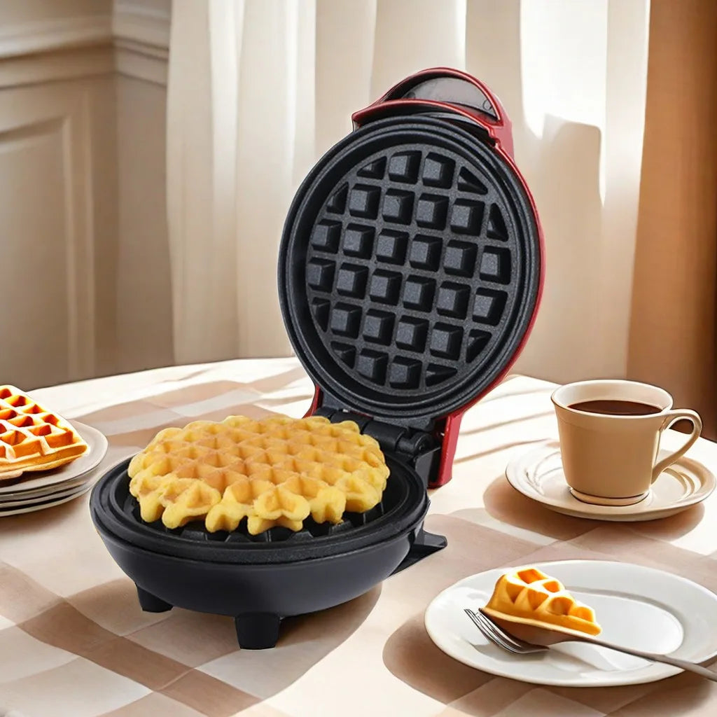 Mini Waffle Maker With A Non-Stick Surface